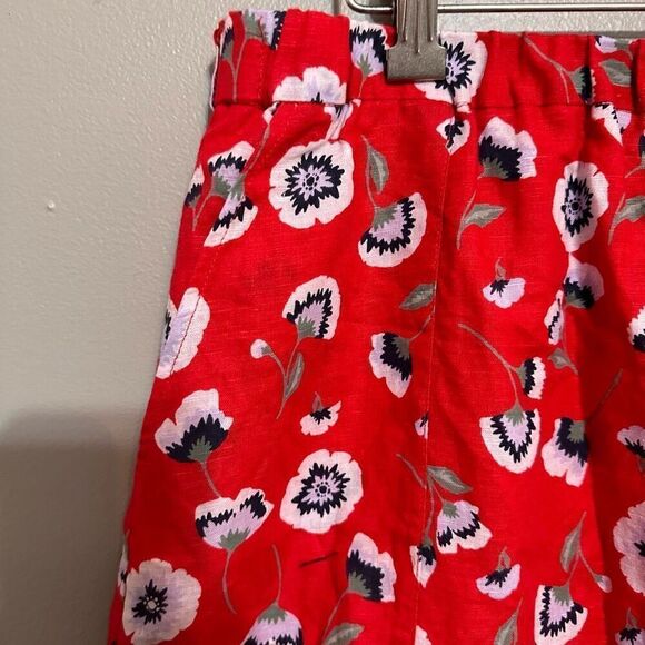 J. Crew red floral linen blend skirt size large - Picture 4 of 6